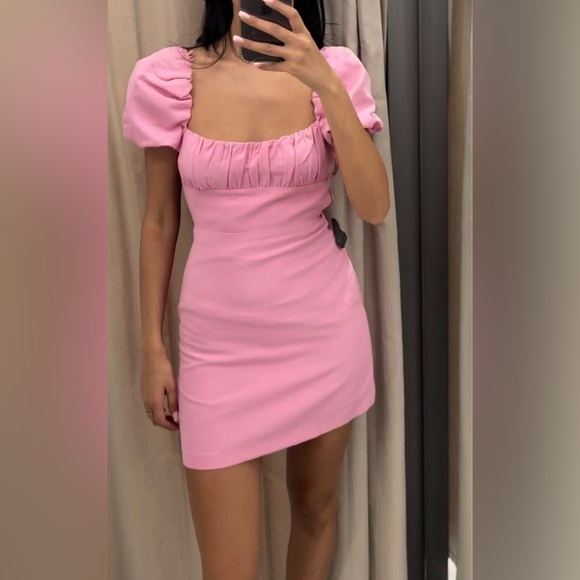 NWT‎ Zara 100% Cotton Pink Milkmaid Mini Dress Blogger Fave Romantic Coquette M - Picture 8 of 15